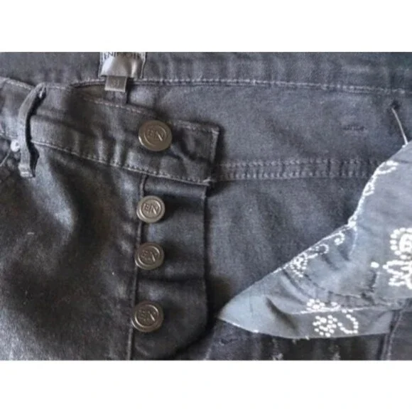 EN NOIR EN001 Celebrity fav Bieber Efron Distress Jean Coated Cash Black sz31